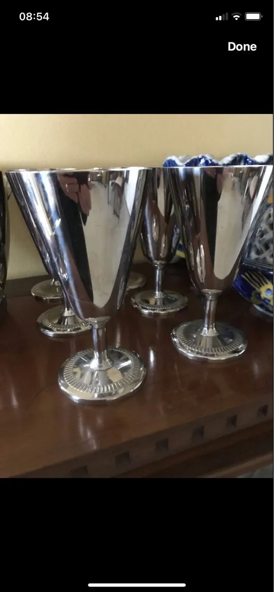 Stainless Steel Goblets and Ice Bucket Set - Image 4