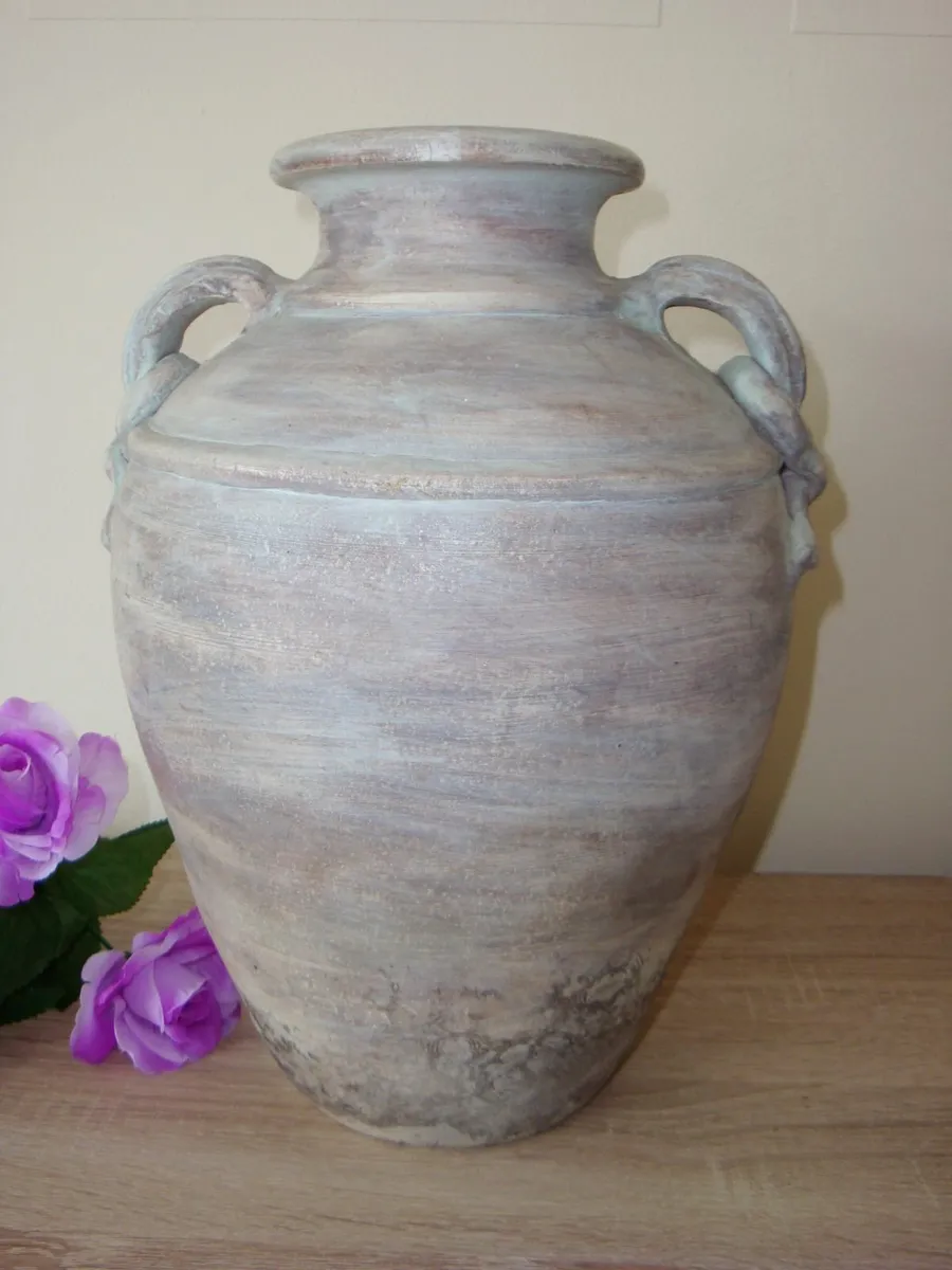 Shabby chic vase rustic with handles - Image 1
