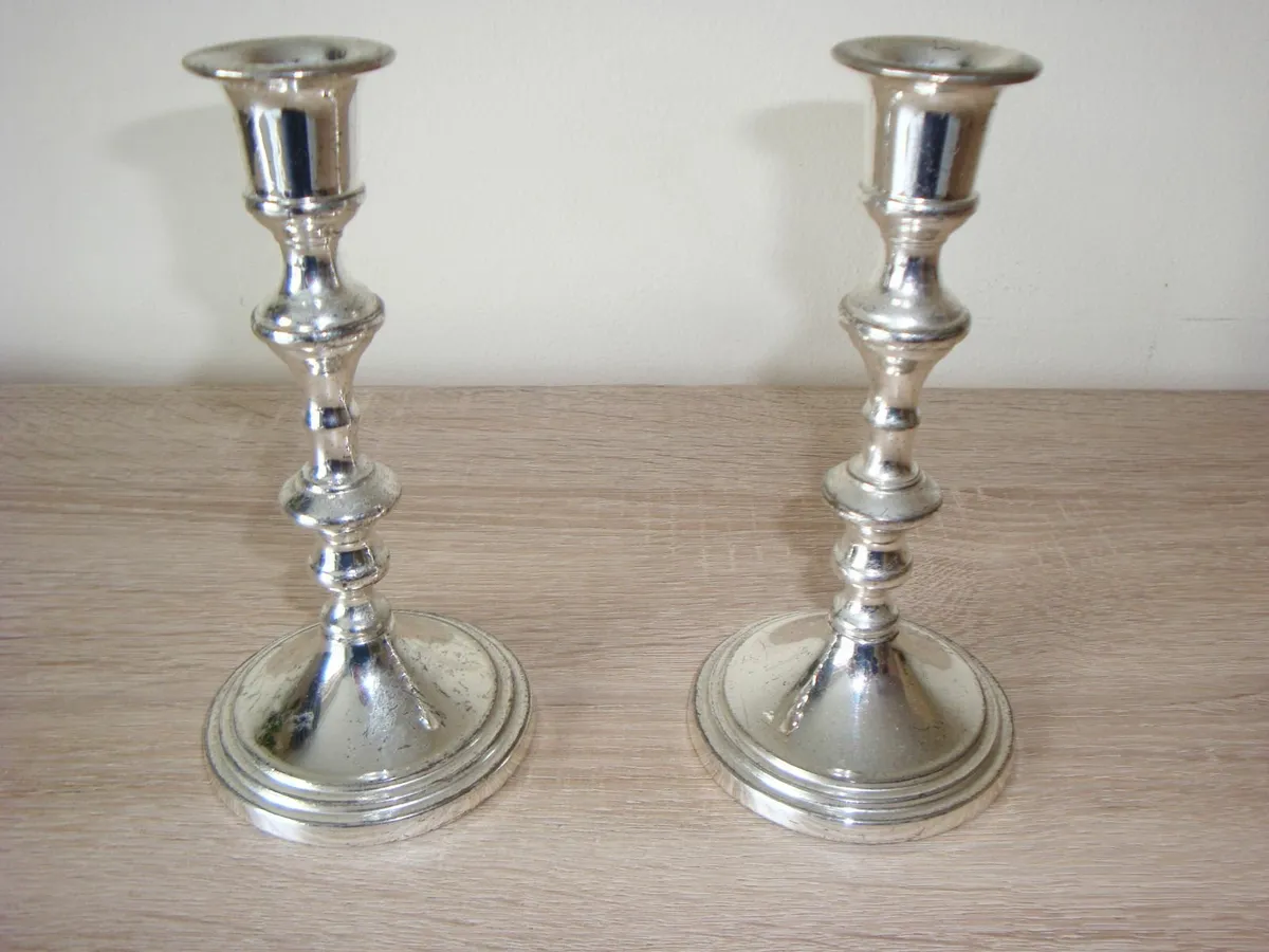 Silver candle holders - set of two - Image 1