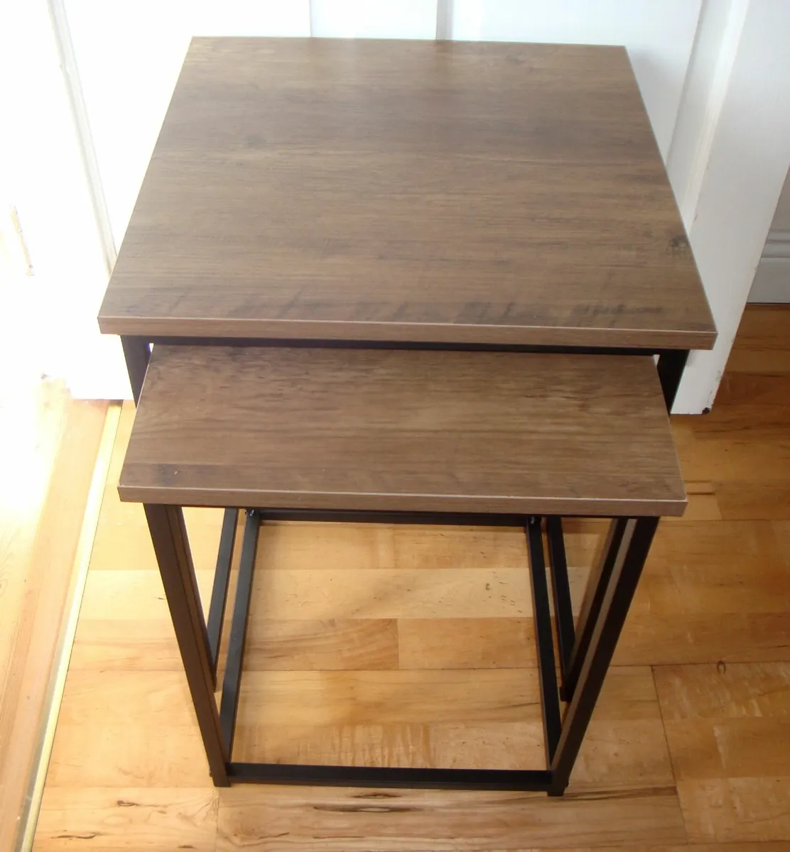 Nest of 2 side tables - black and rustic oak - NEW - Image 1
