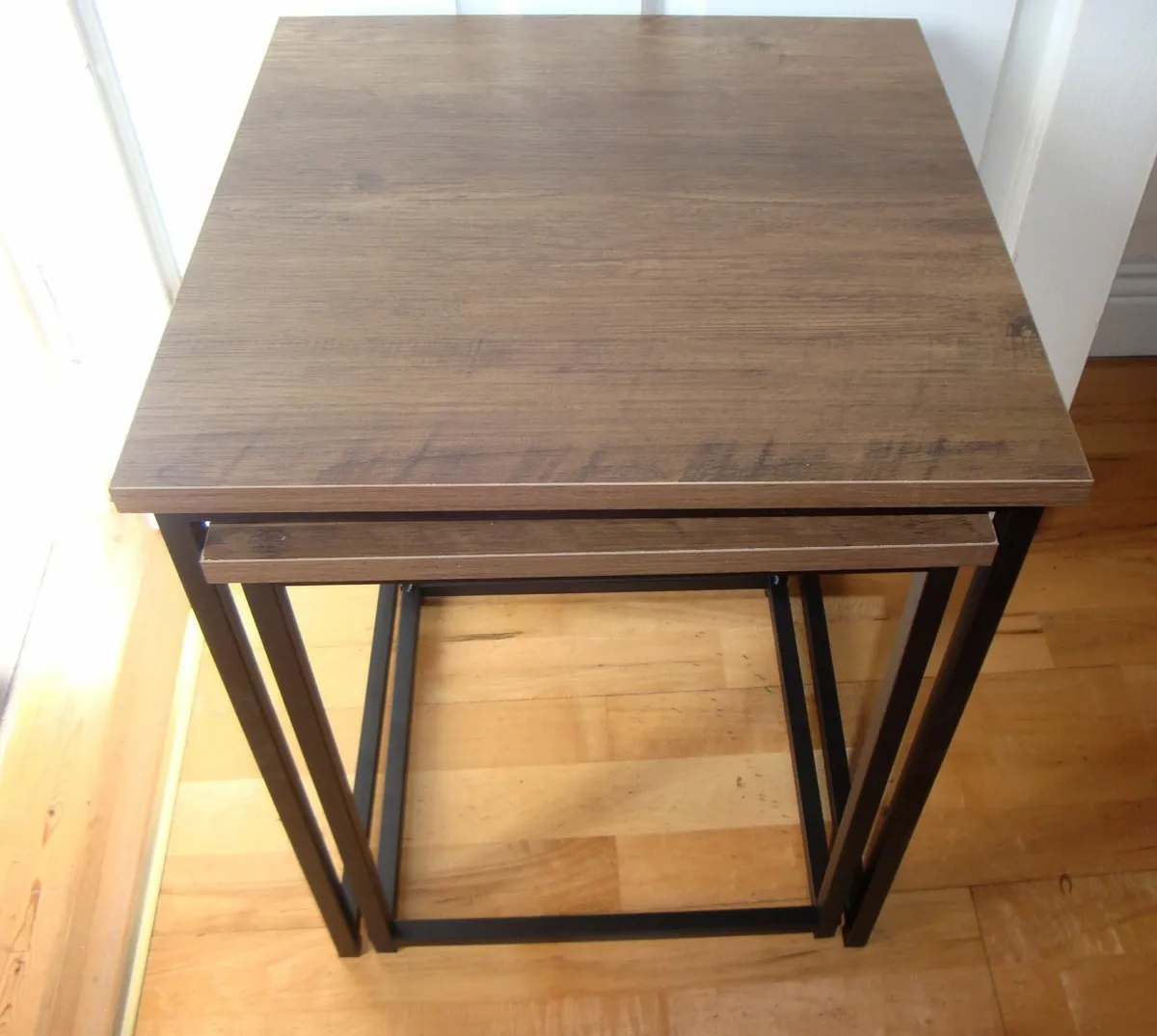 Nest of 2 side tables - black and rustic oak - NEW - Image 2