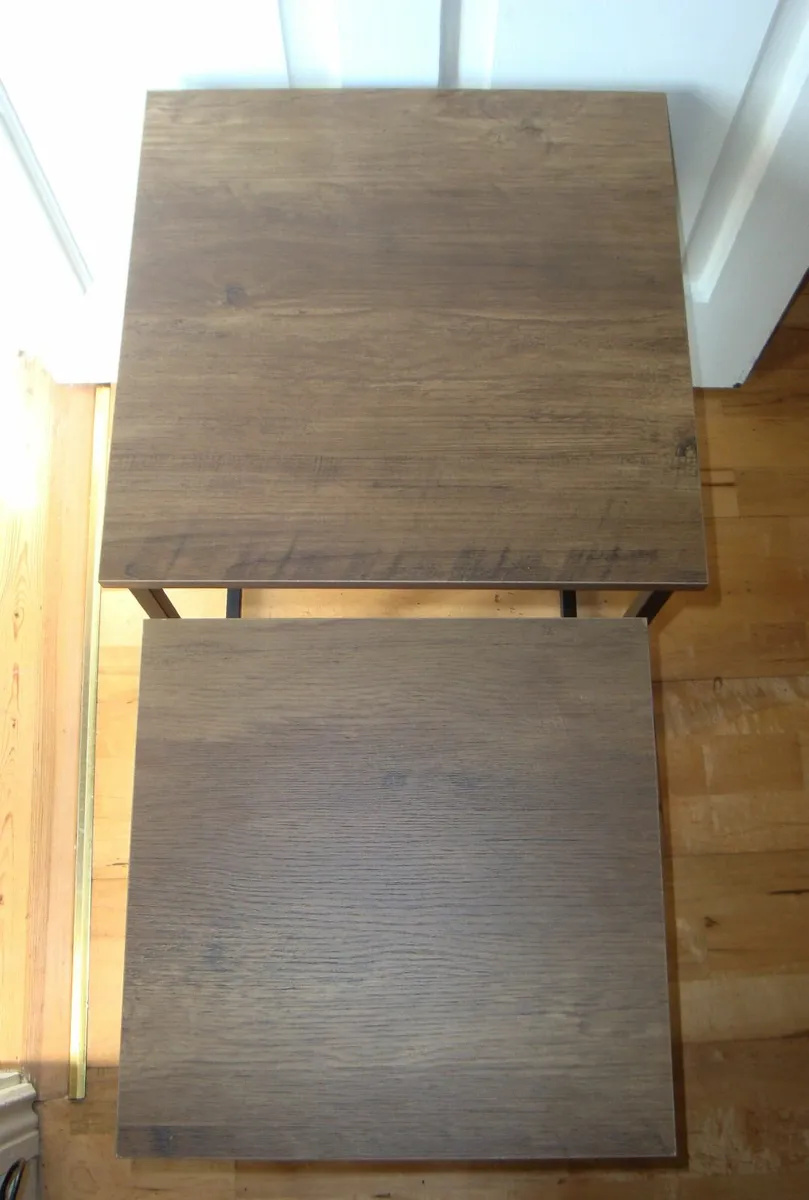 Nest of 2 side tables - black and rustic oak - NEW - Image 4