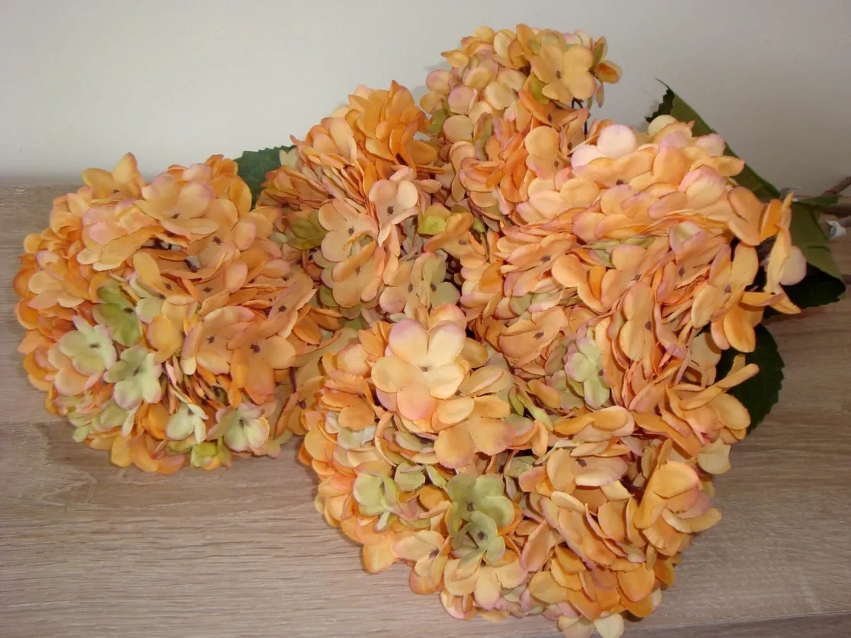 Hydrangea orange autumn stems - set of 5 - NEW - Image 4