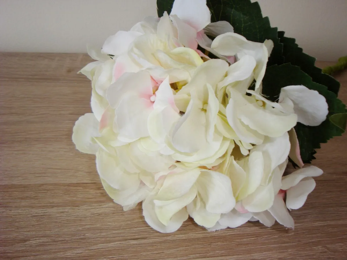 Three cream with hint of pink hydrangea stems - Image 4