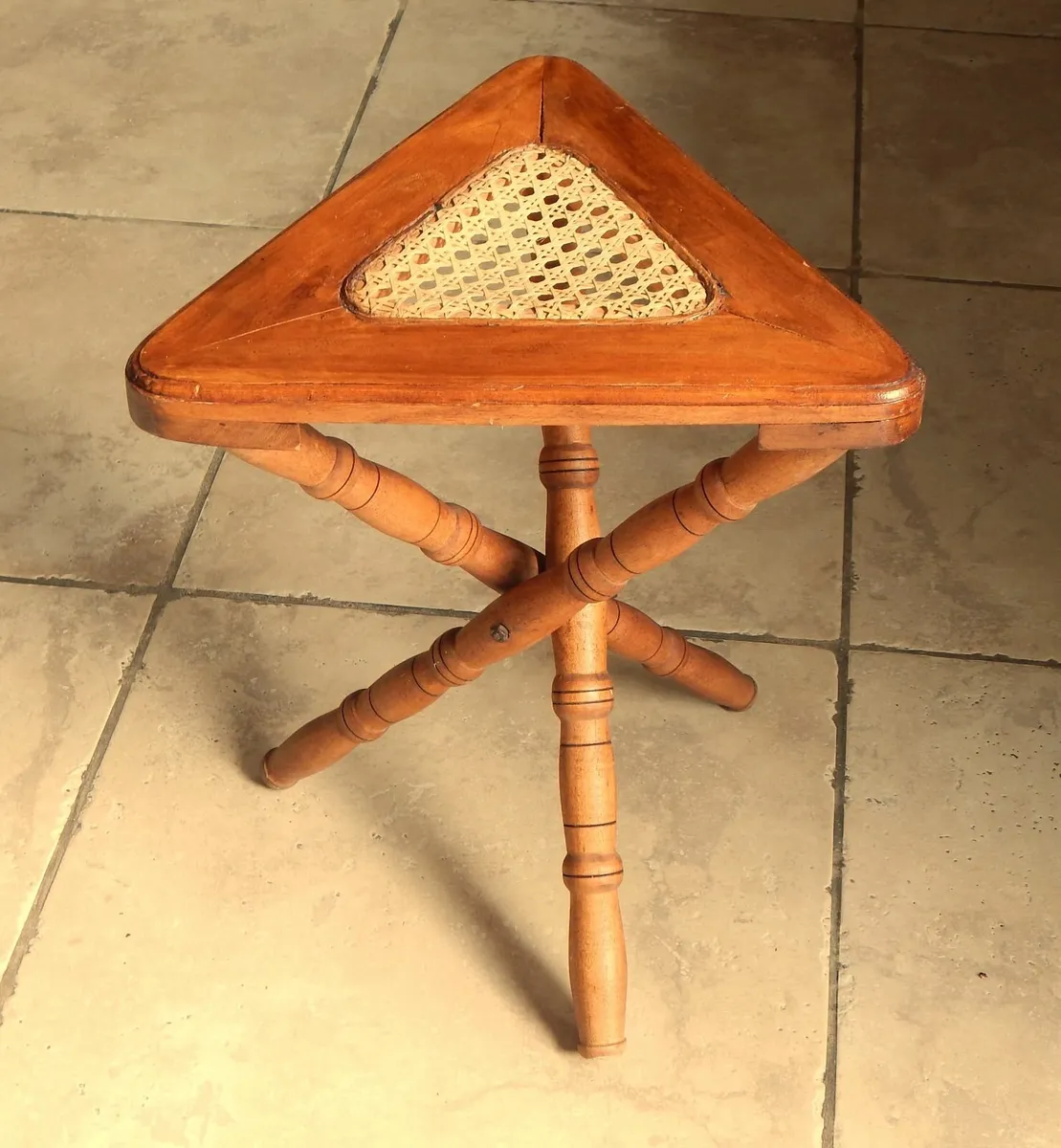 Vintage Folding Handmade Wooden Side Table - Image 1