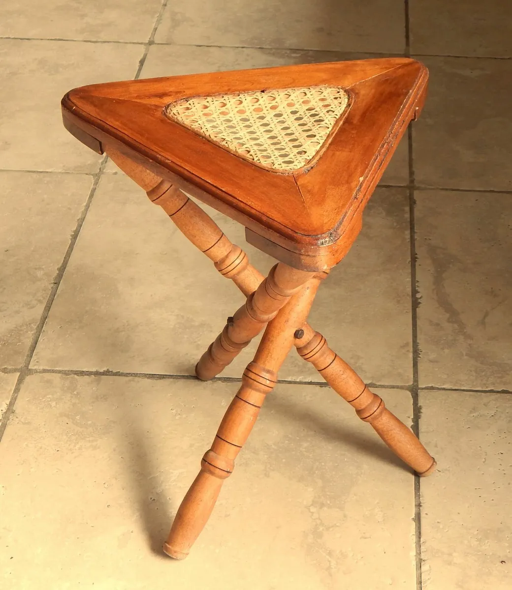Vintage Folding Handmade Wooden Side Table - Image 2