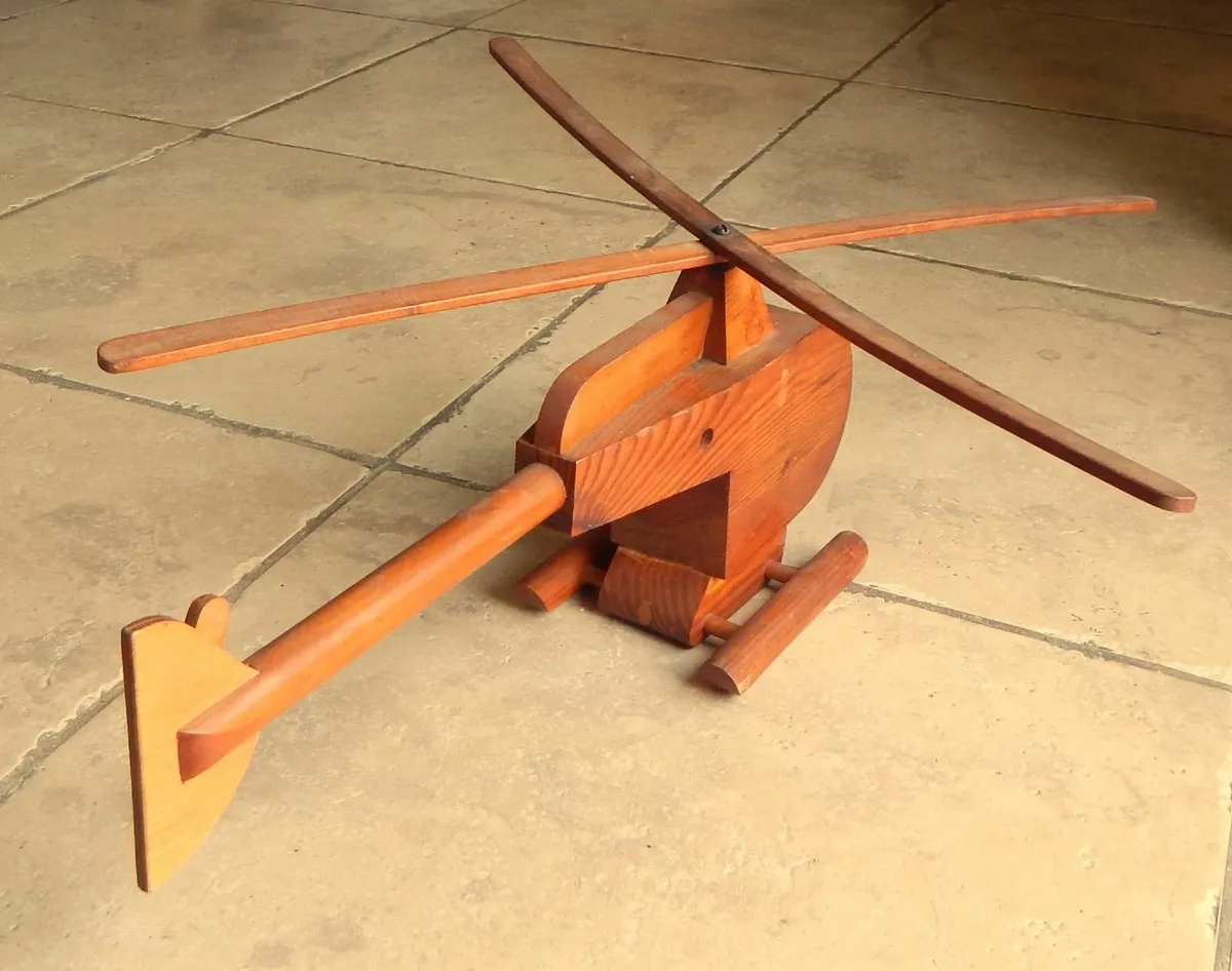 Handmade Wooden Model of Helicopter - Image 4