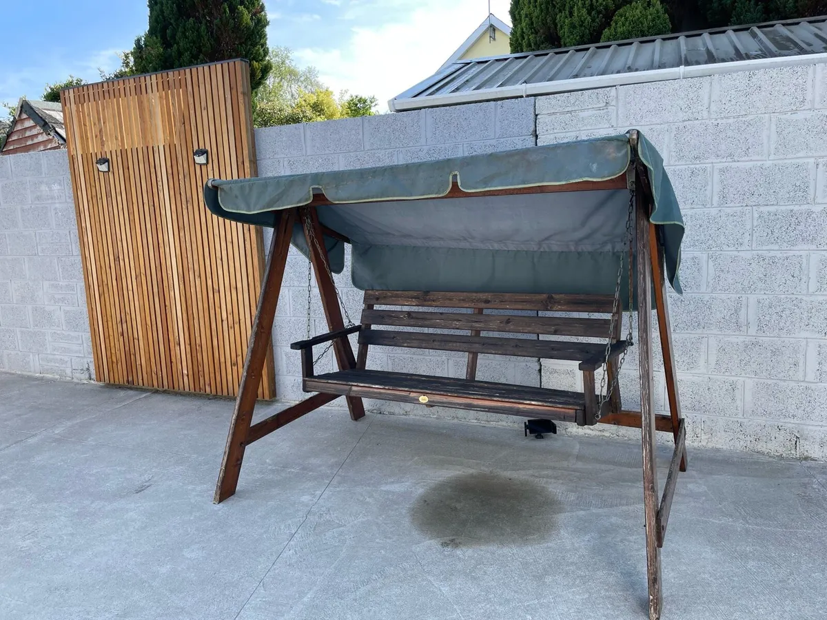 Garden Timber Swing Seat with waterproof cover - Image 1