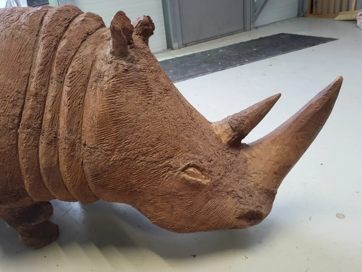 Carved Rhino Sculpture - Image 3