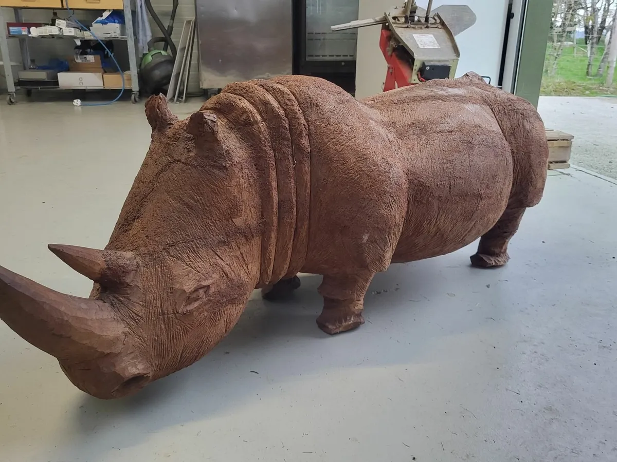 Carved Rhino Sculpture - Image 4