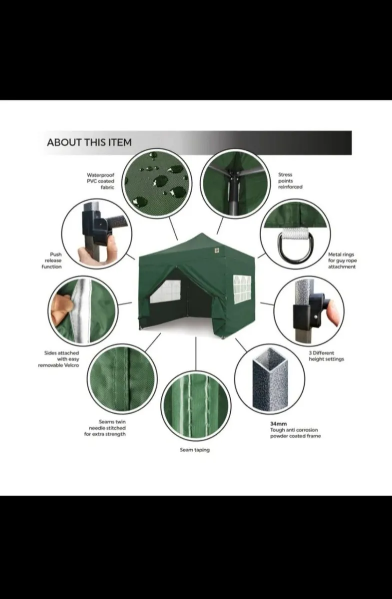 Gorilla Gazebo 3m x 3m Pop-Up Gazebo -  Green - Image 3