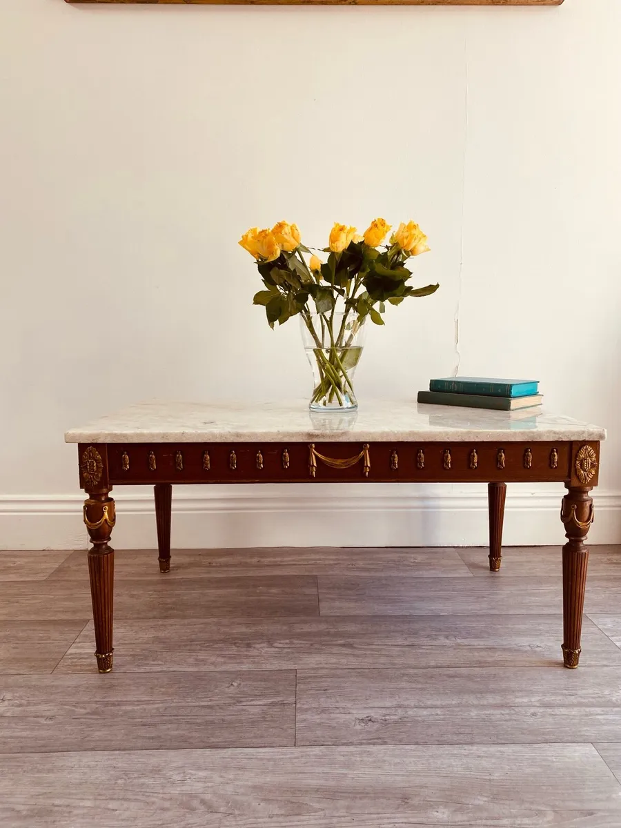 Vintage French Style Marble Coffee Table - Image 1