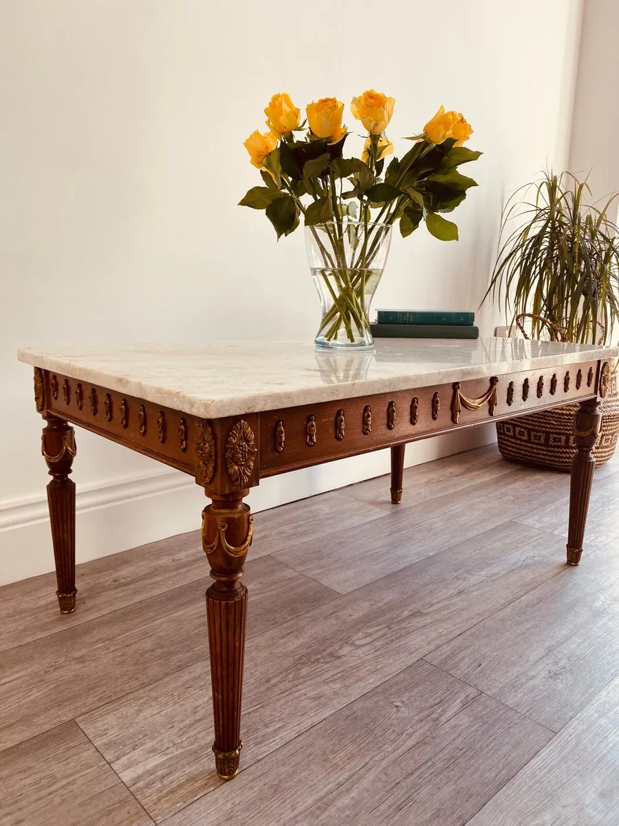 Vintage French Style Marble Coffee Table - Image 2