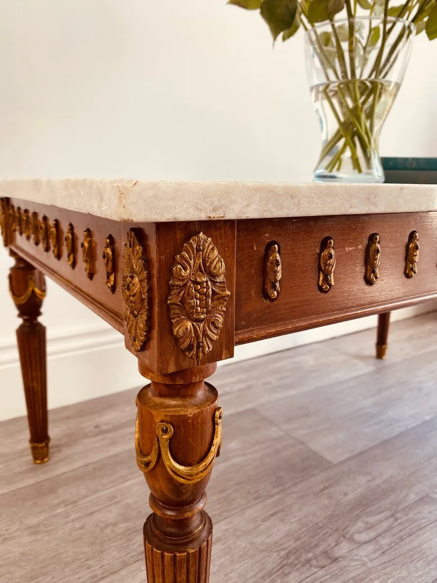 Vintage French Style Marble Coffee Table - Image 3