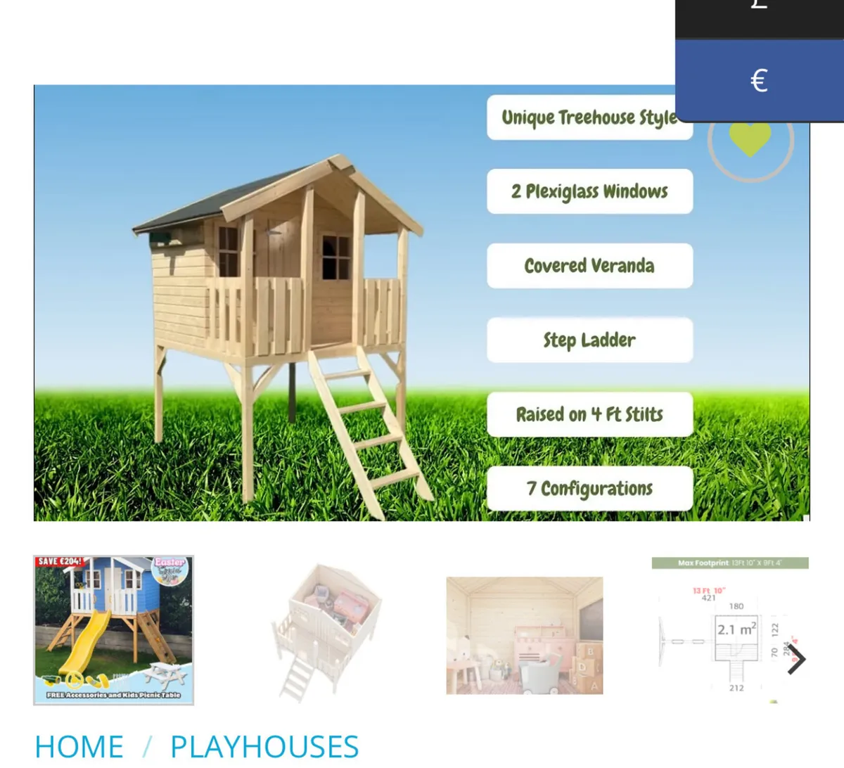 Kids tree house with slide & climbing wall - Image 2