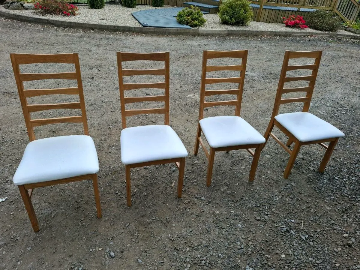 4 x solid oak dining chairs - Image 1