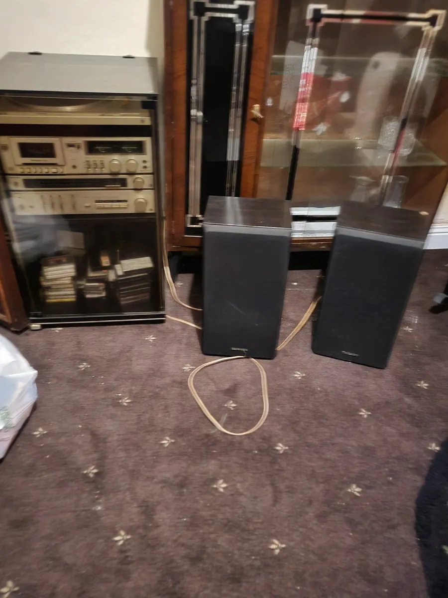 Radio tape and record with glass door and speakers - Image 2