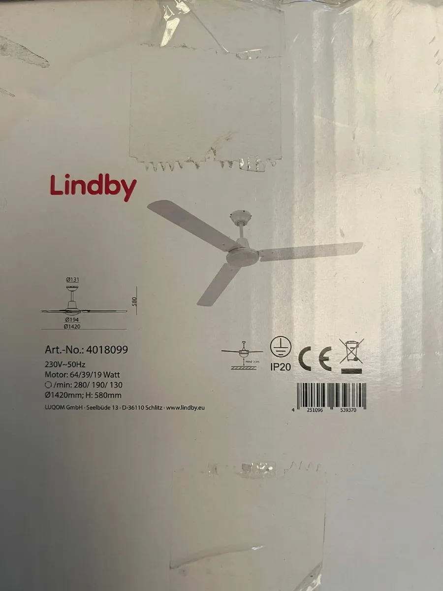 Lindby Industrial Ceiling Fan – 3 Speed – 56" - Image 1