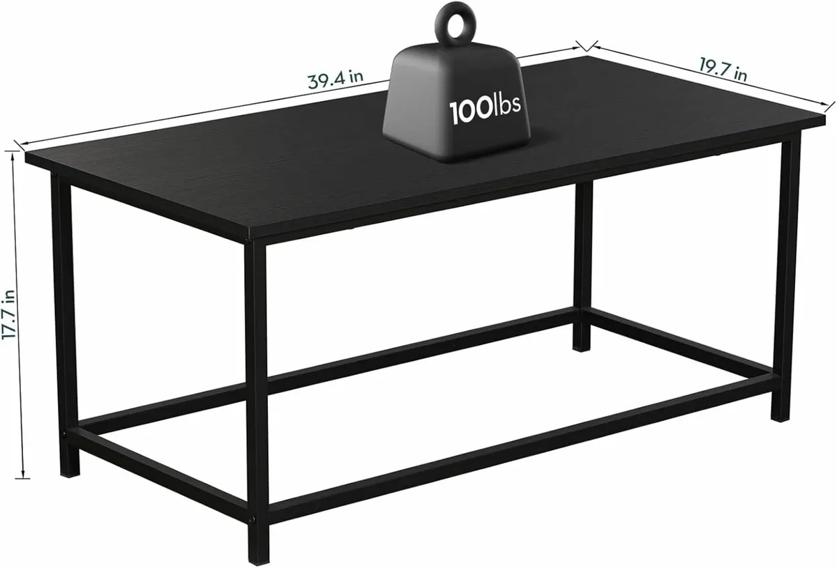 Black Coffee Table Simple Modern Design 100x50CM - Image 3