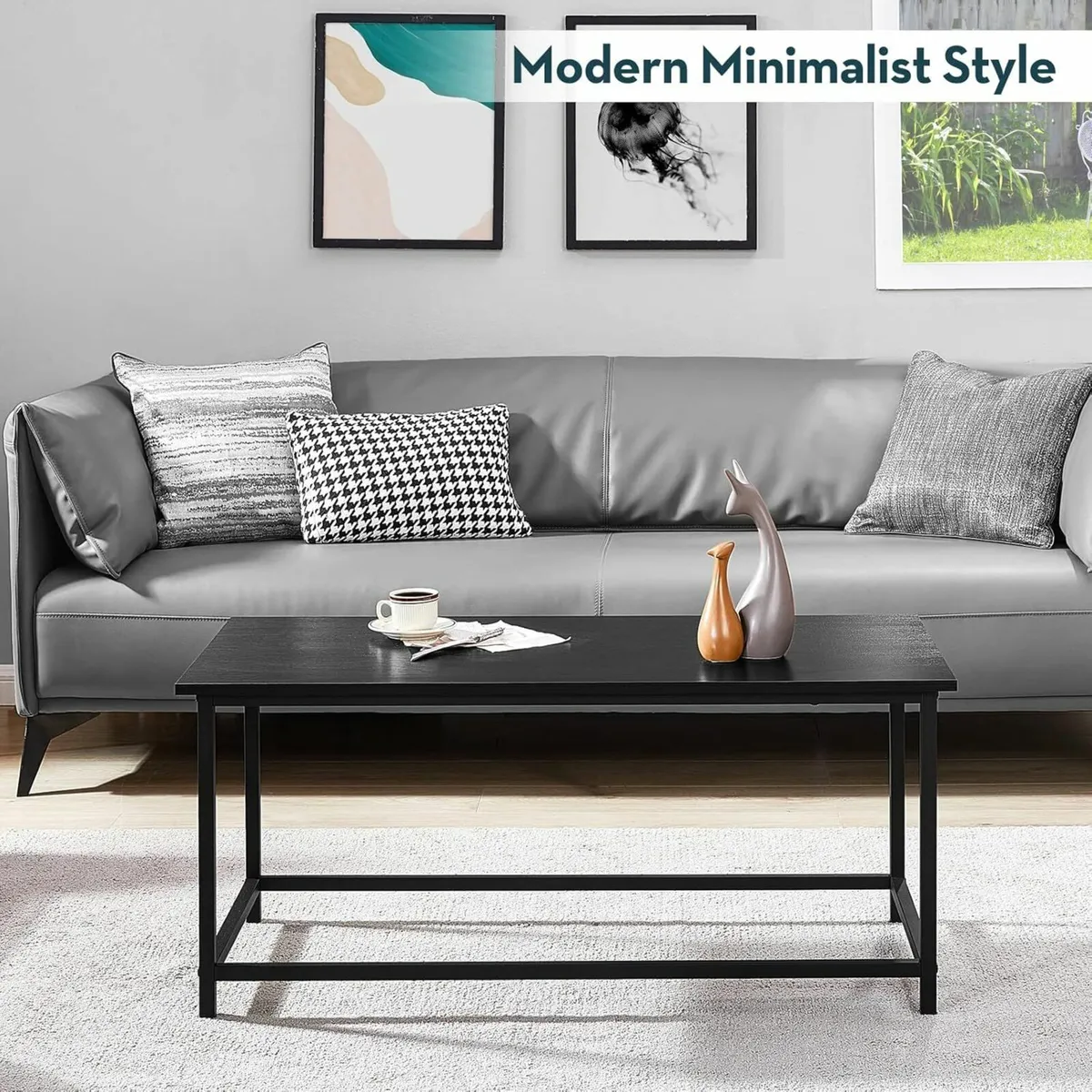 Black Coffee Table Simple Modern Design 100x50CM - Image 4