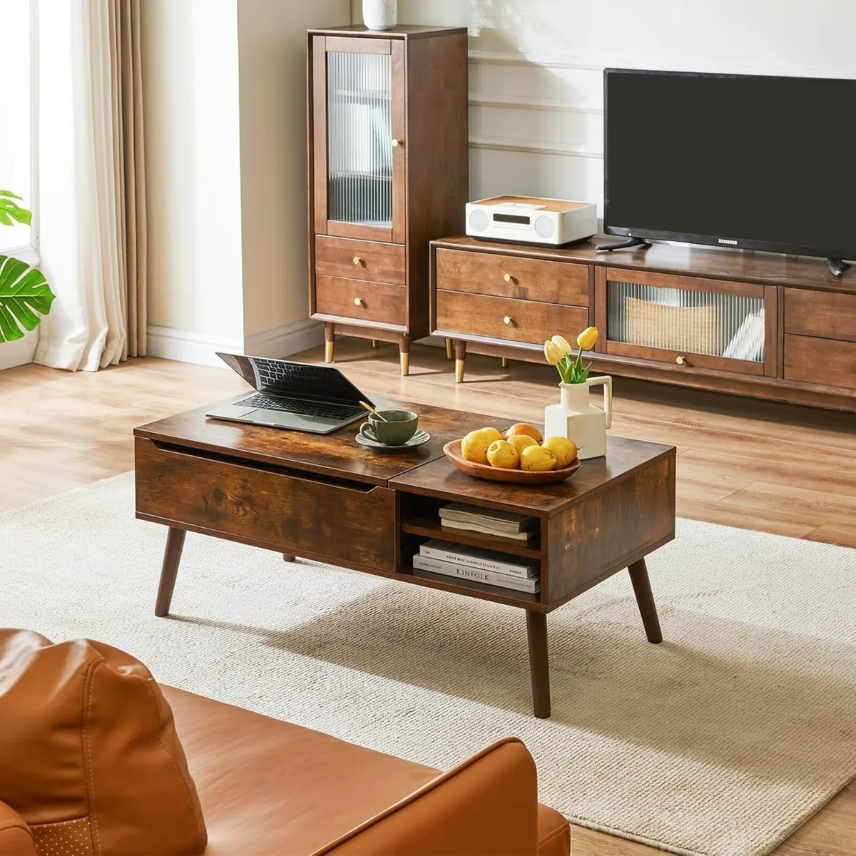 Coffee Table Laptop Lift Top Storage 100x50cm - Image 2