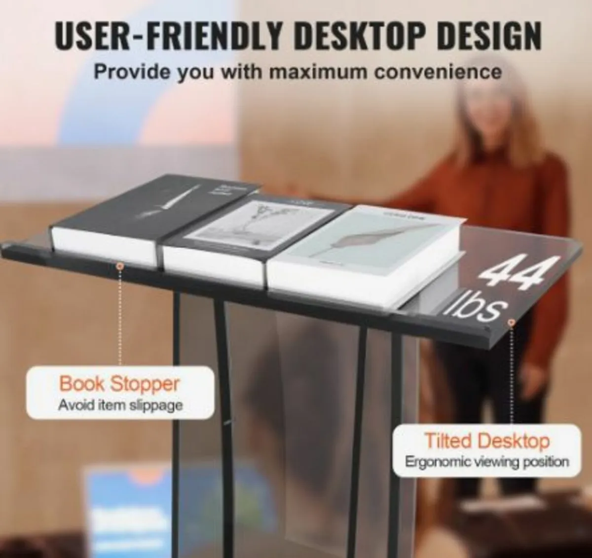 Acrylic Podium, 47" Tall, Acrylic Podium Stand - Image 4