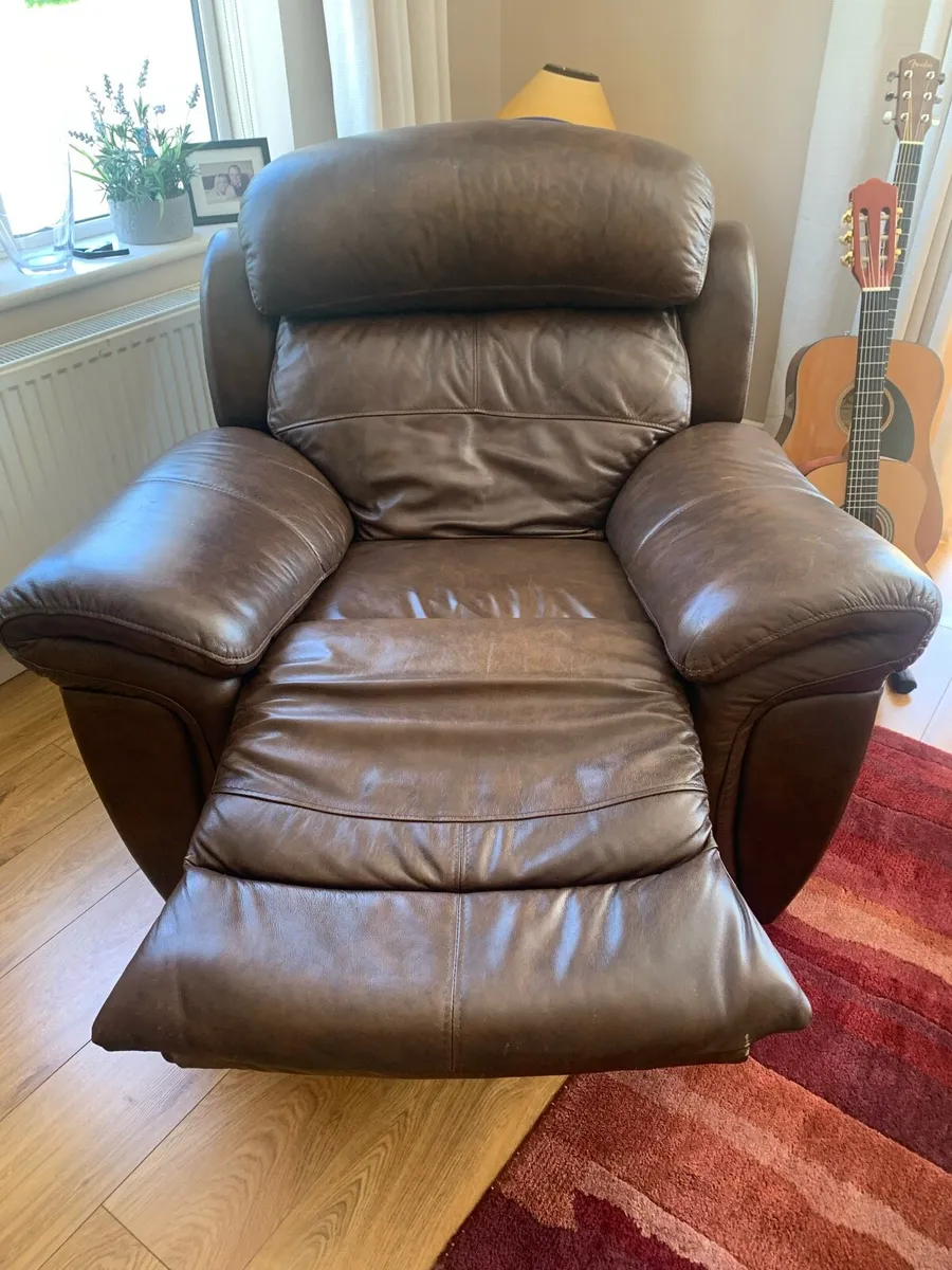 Reclining suite, brown leather (3+2+1 seater) - Image 2