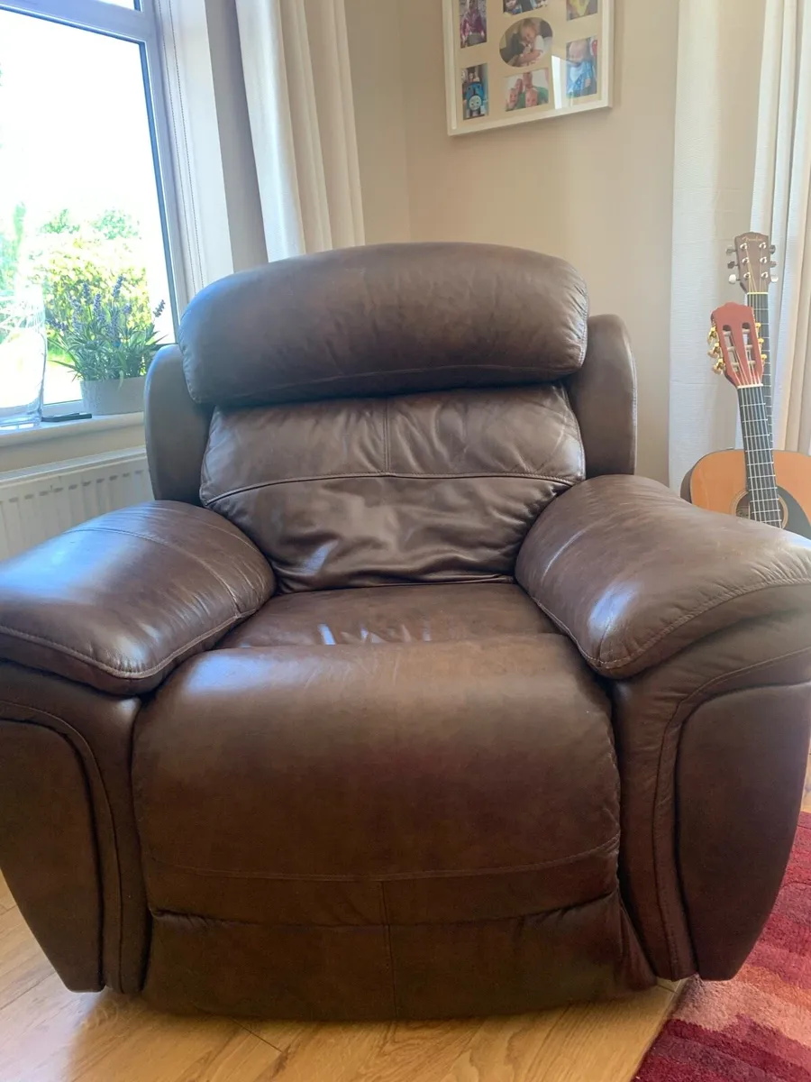 Reclining suite, brown leather (3+2+1 seater) - Image 3