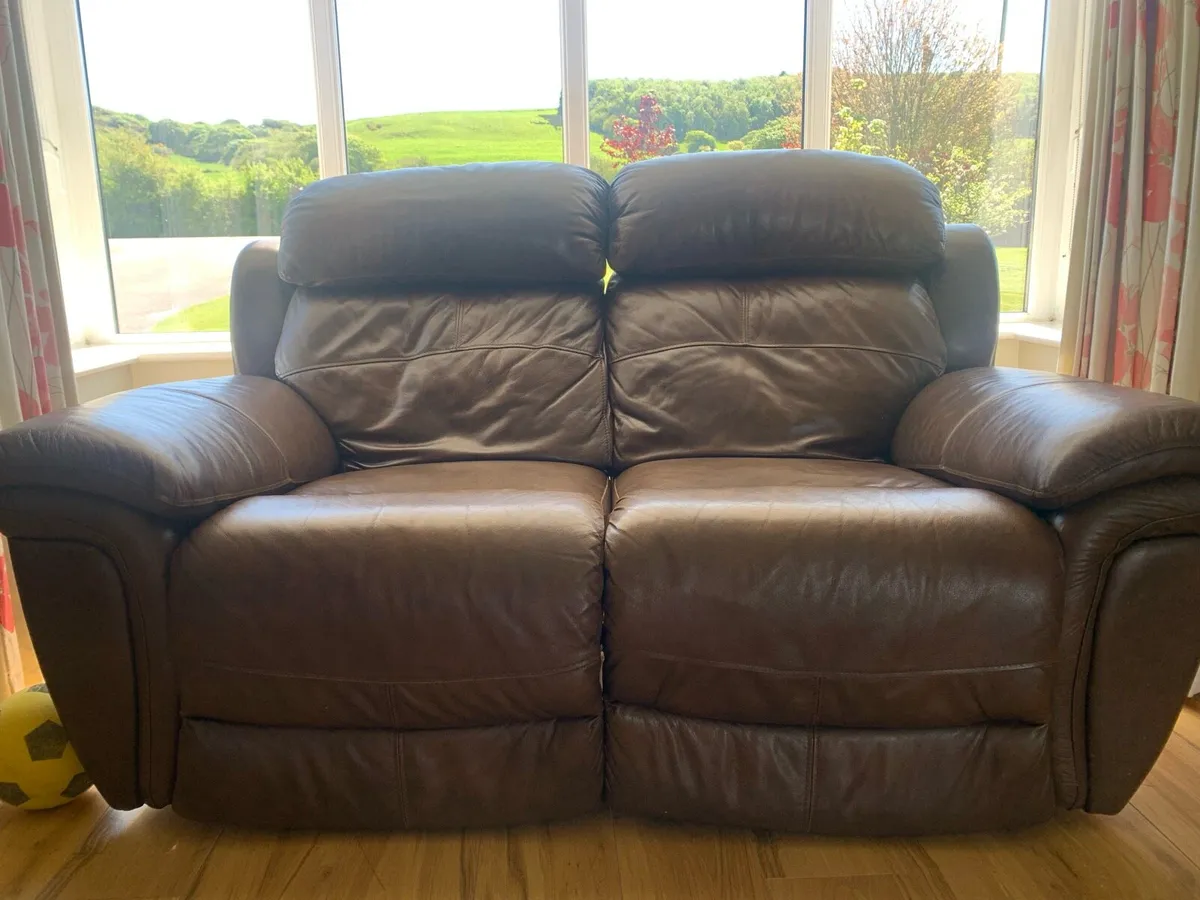 Reclining suite, brown leather (3+2+1 seater) - Image 1