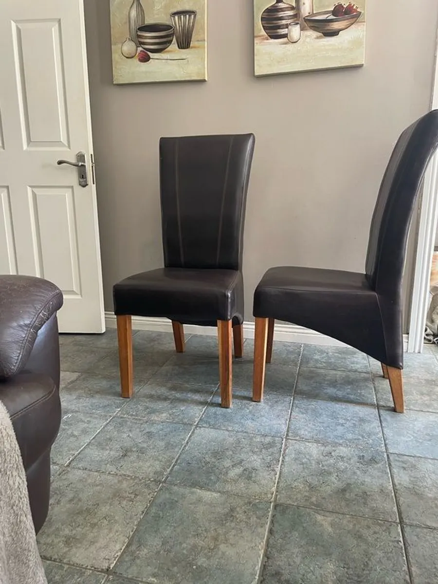 six leather dining room chairs - Image 1