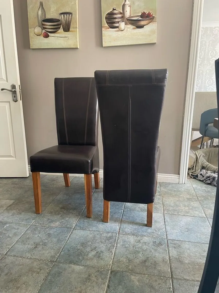 six leather dining room chairs - Image 2