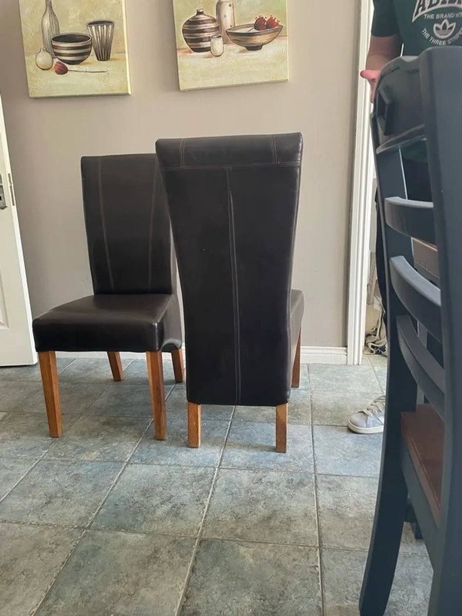 six leather dining room chairs - Image 3
