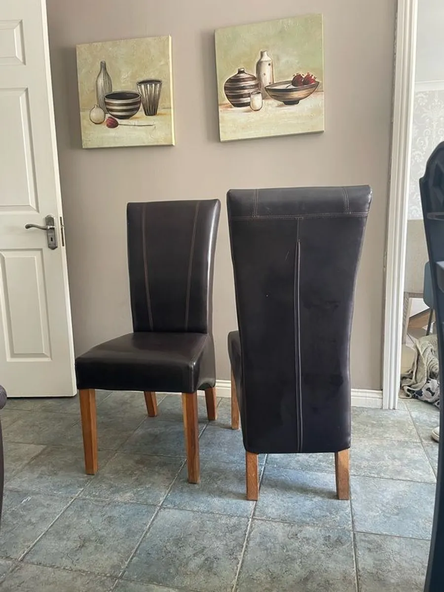 six leather dining room chairs - Image 4