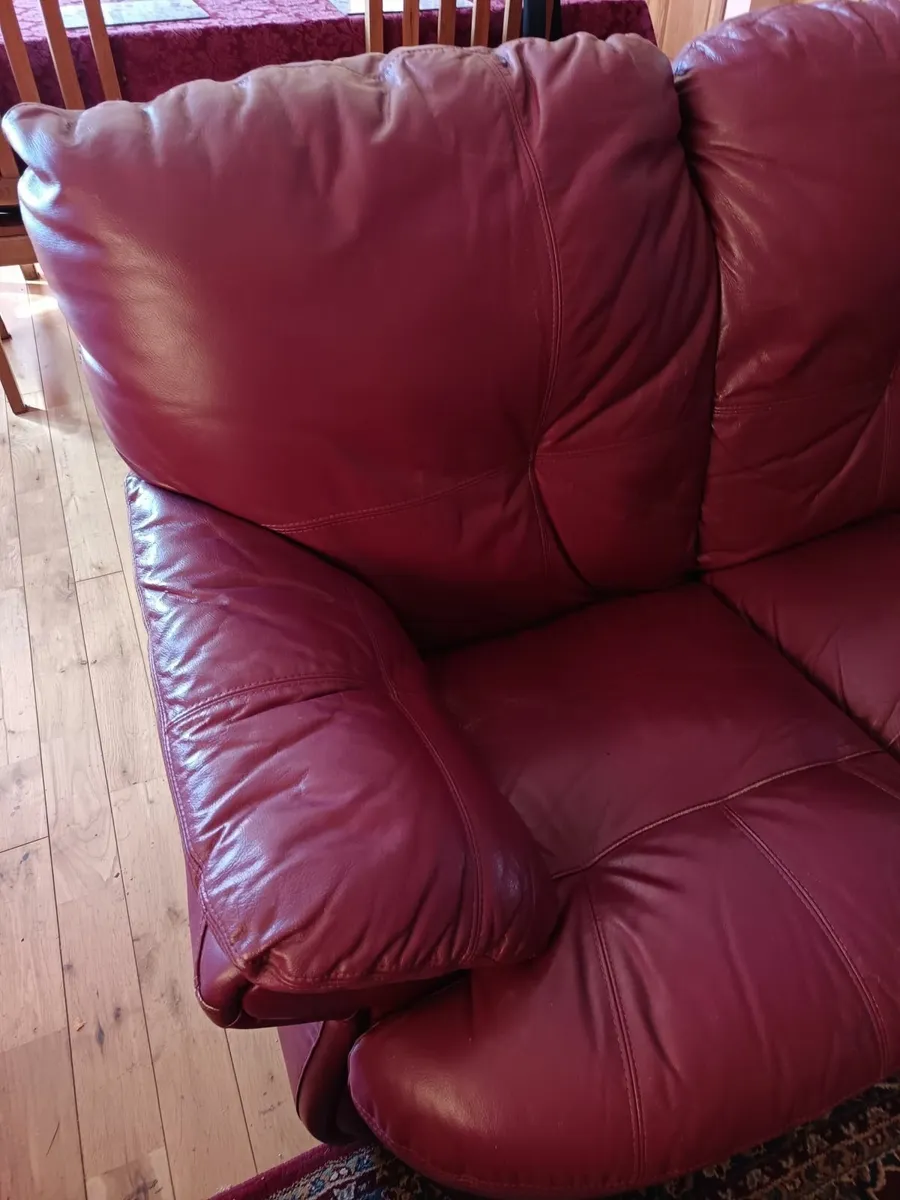 Leather 3 Piece Suite - Sofa & 2 Armchairs - Image 2