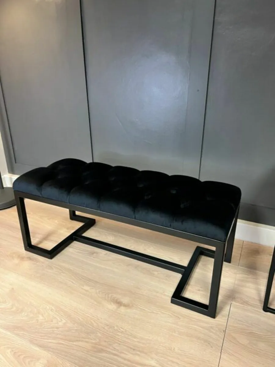 Metal-Framed Bench 100x40cm Velour - Image 4