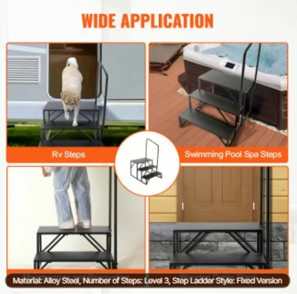 Steps, 3-Step RV Stairs, 440 LBS Load Capacity - Image 3