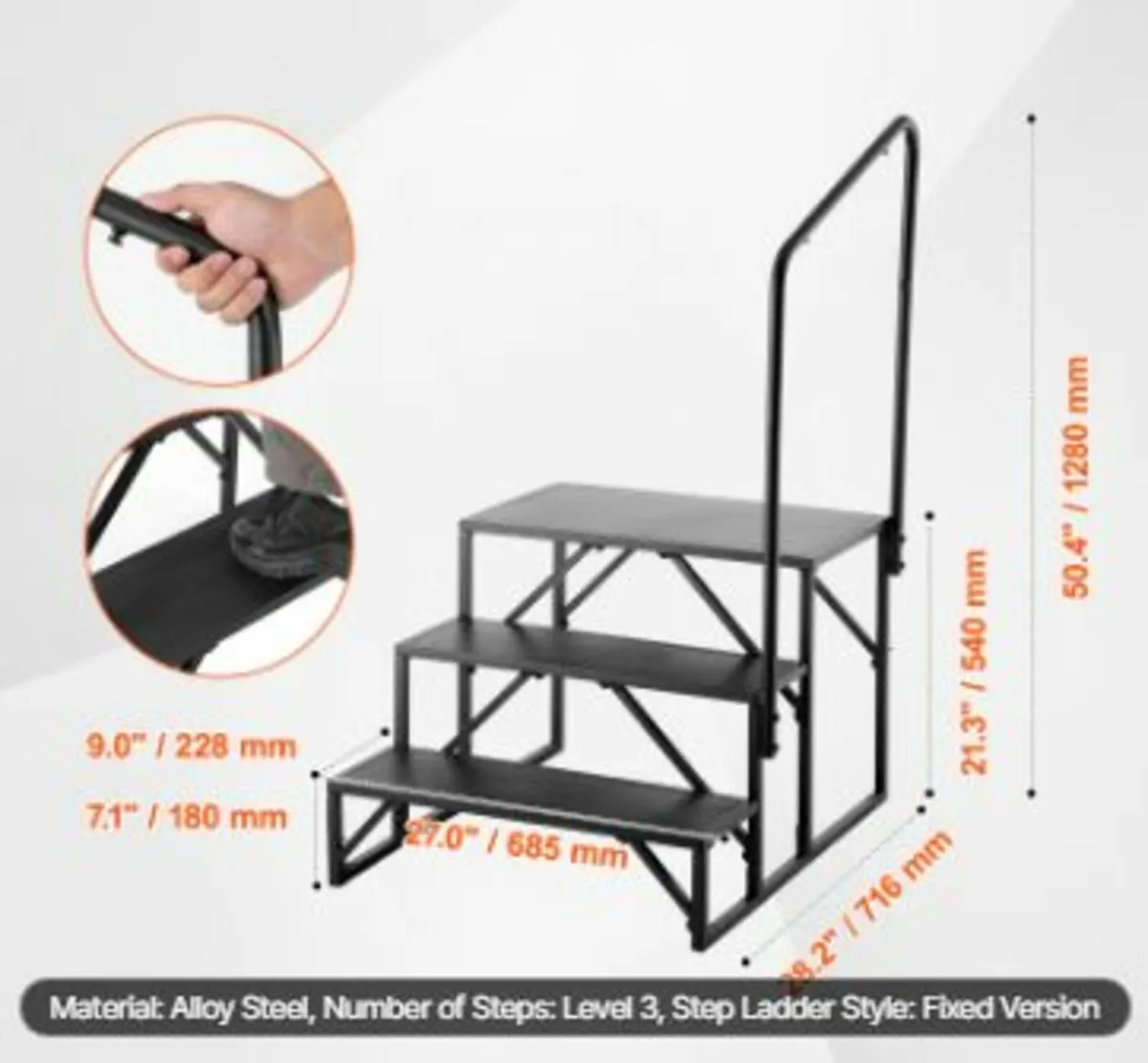 Steps, 3-Step RV Stairs, 440 LBS Load Capacity - Image 4