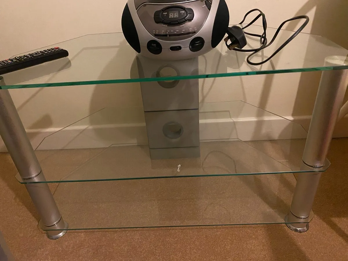 Glass and Chrome TV Table - Image 1