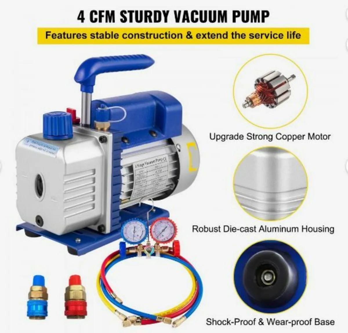 4CFM 1/3HP Vacuum Pump Ac Vacuum - Image 3