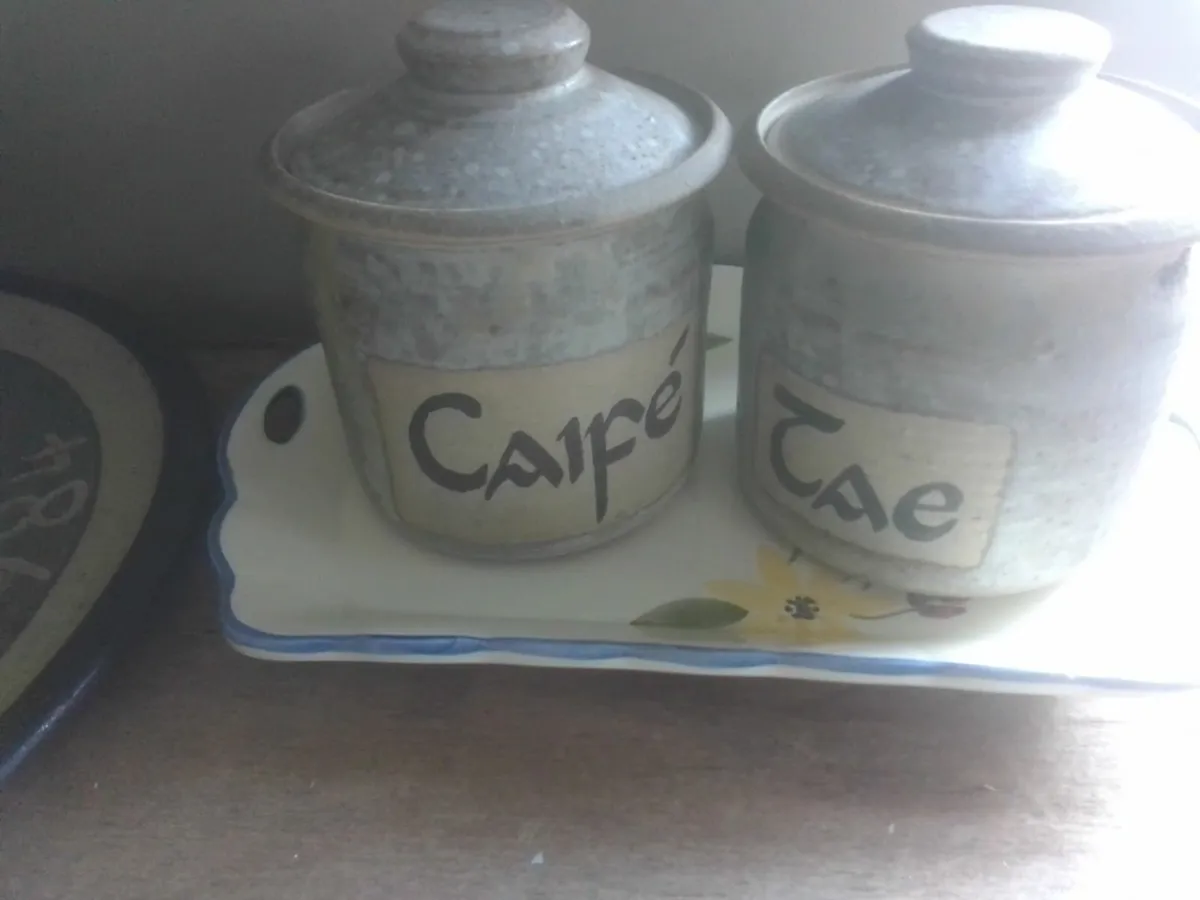 VINTAGE EARTHENWARE IRISH TEA & COFFEE CANISTERS - Image 3