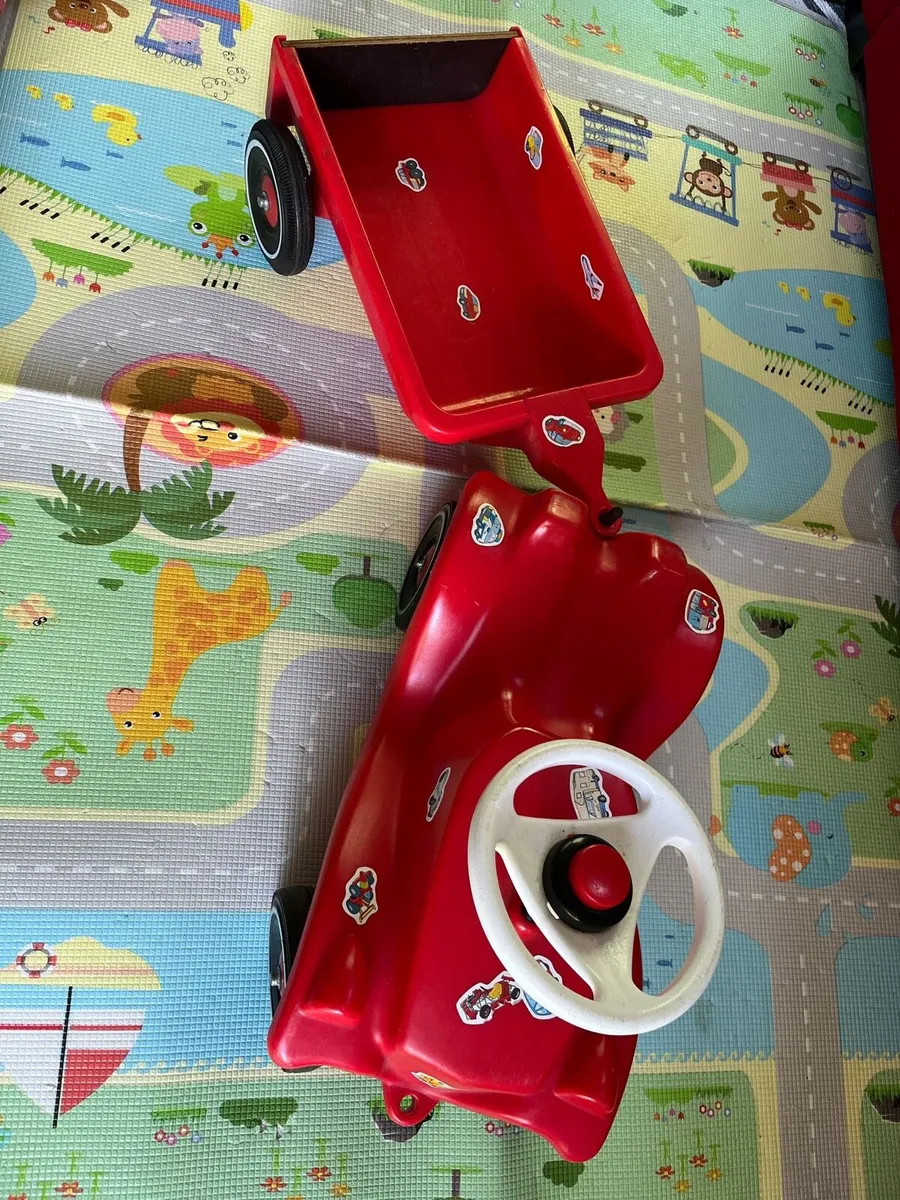 Toddler car with trailer, red - Image 1