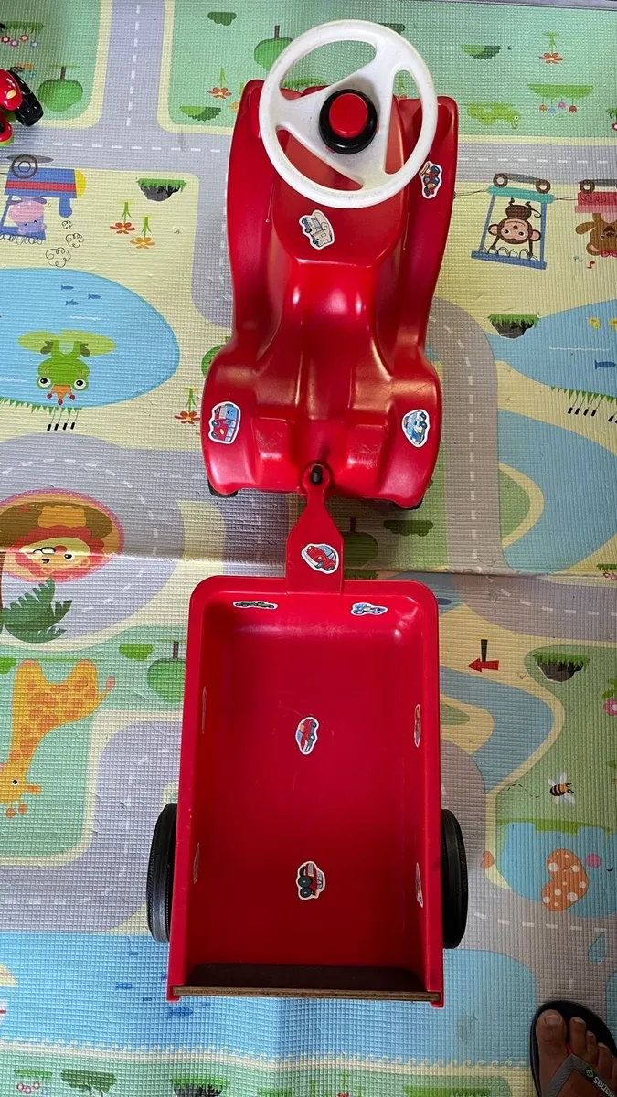 Toddler car with trailer, red - Image 2