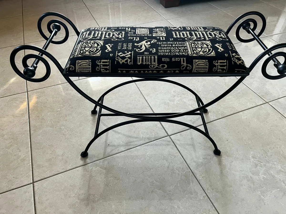Wrought Iron Hall Table, Chair & Seat - Image 1
