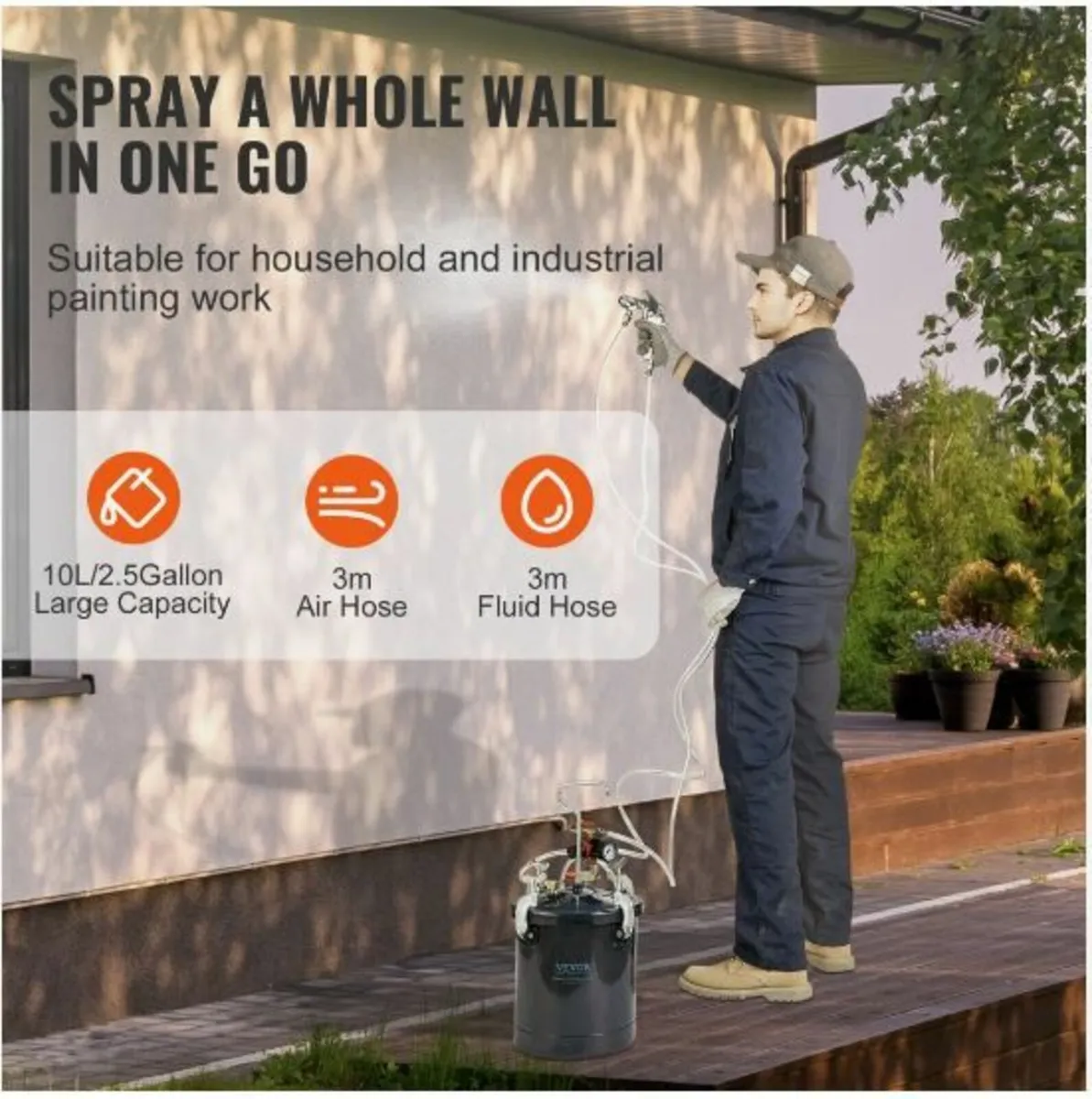 Spray Paint Pressure Pot Tank, 10L/2.5gal - Image 2
