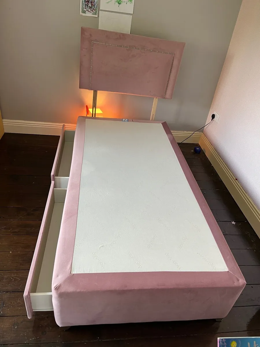 Pink single Divan beds with headboard - Image 1