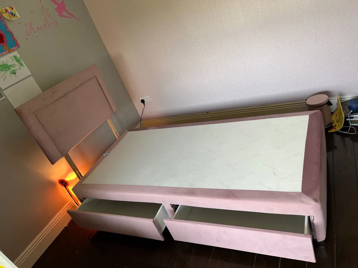 Pink single Divan beds with headboard - Image 2