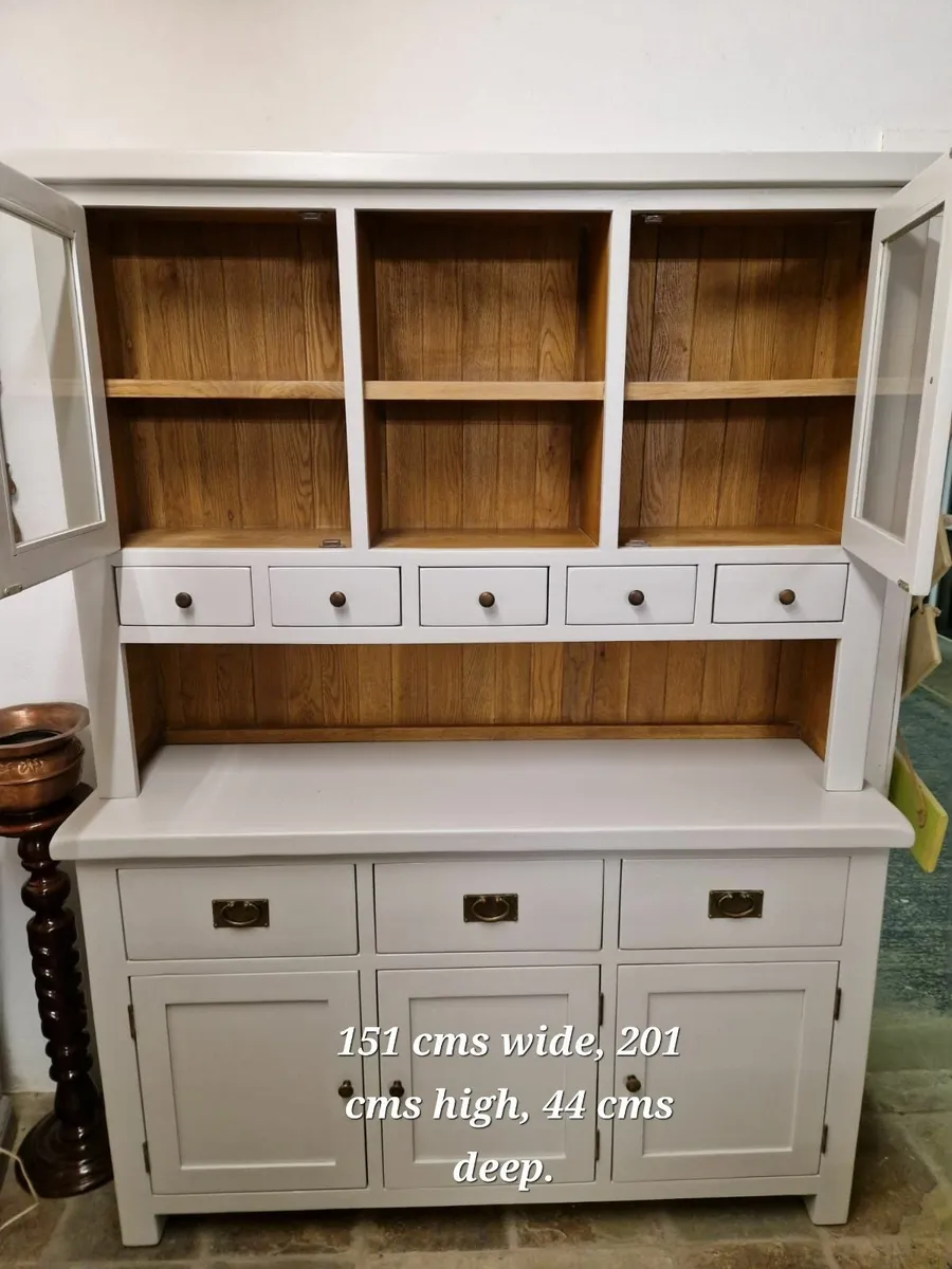 Large oak kitchen dresser, hutch, grey - Image 2