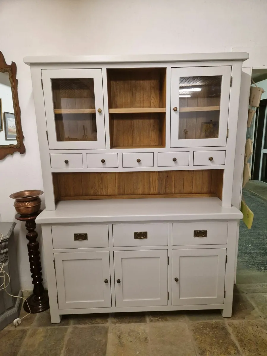 Large oak kitchen dresser, hutch, grey - Image 3