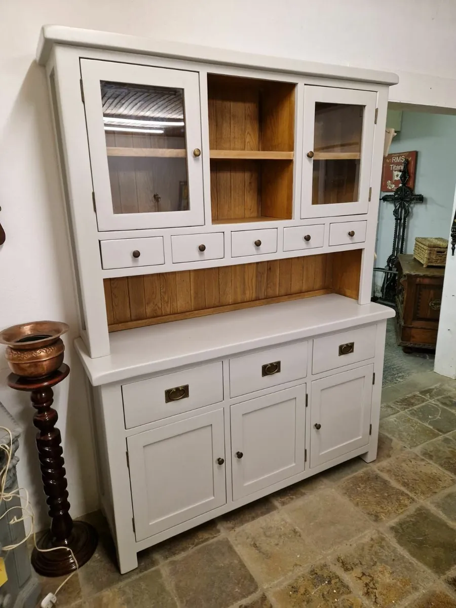 Large oak kitchen dresser, hutch, grey - Image 1
