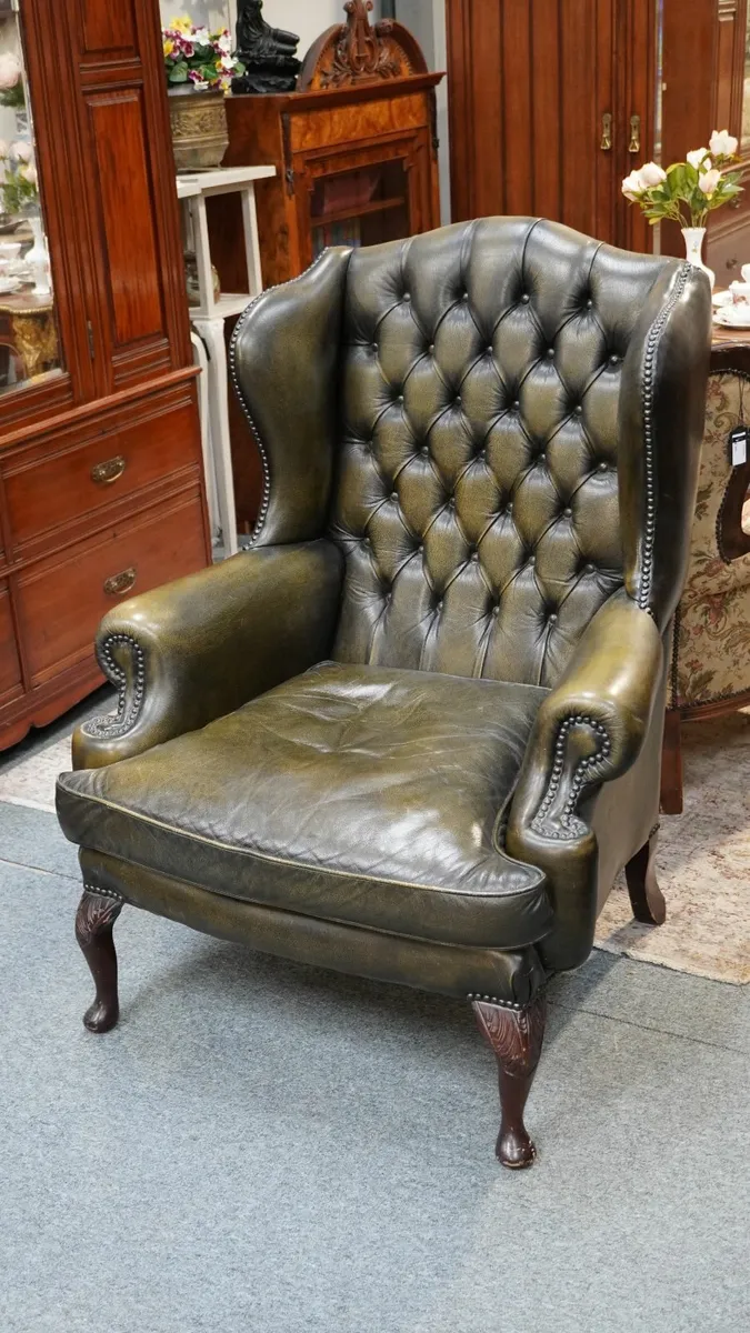 📌Original English Leather Wingback Armchair - Image 2